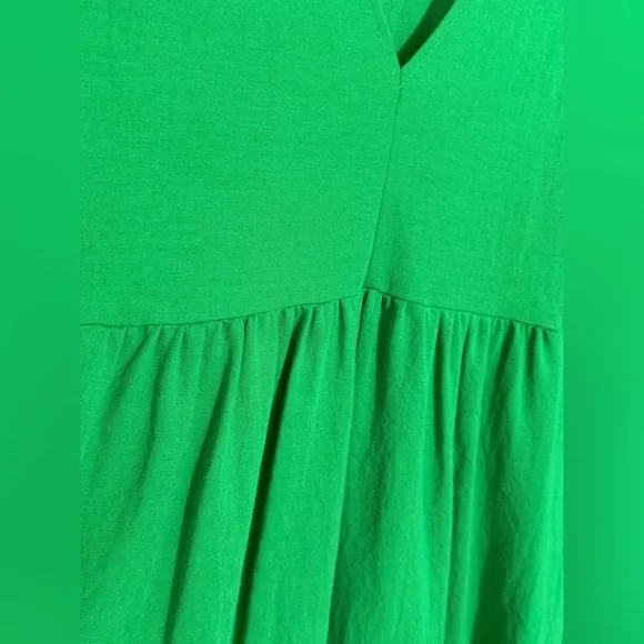 Zara Women’s Green Tiered Midi Ruffled Short Sleeve V-neck Dress Size SMALL - Picture 2 of 9